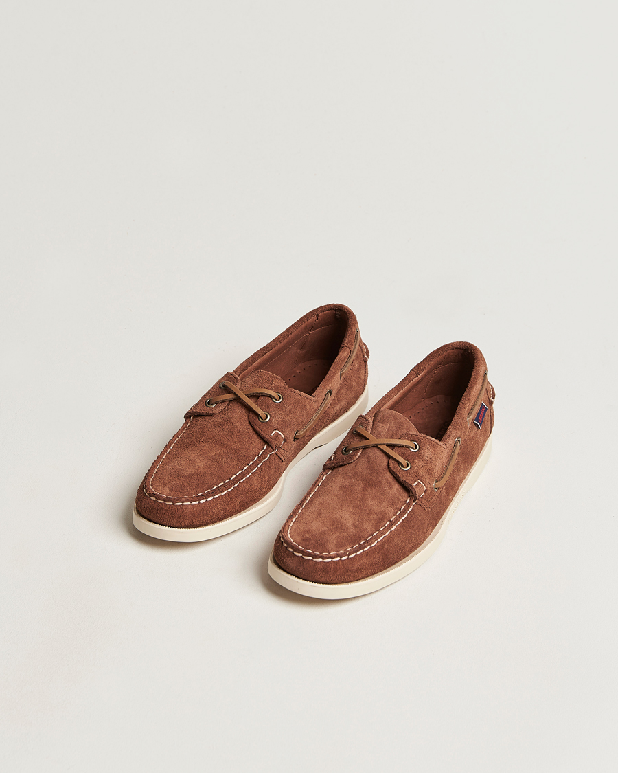 Men | Shoes | Sebago | Docksides Suede Boat Shoe Dark Brown