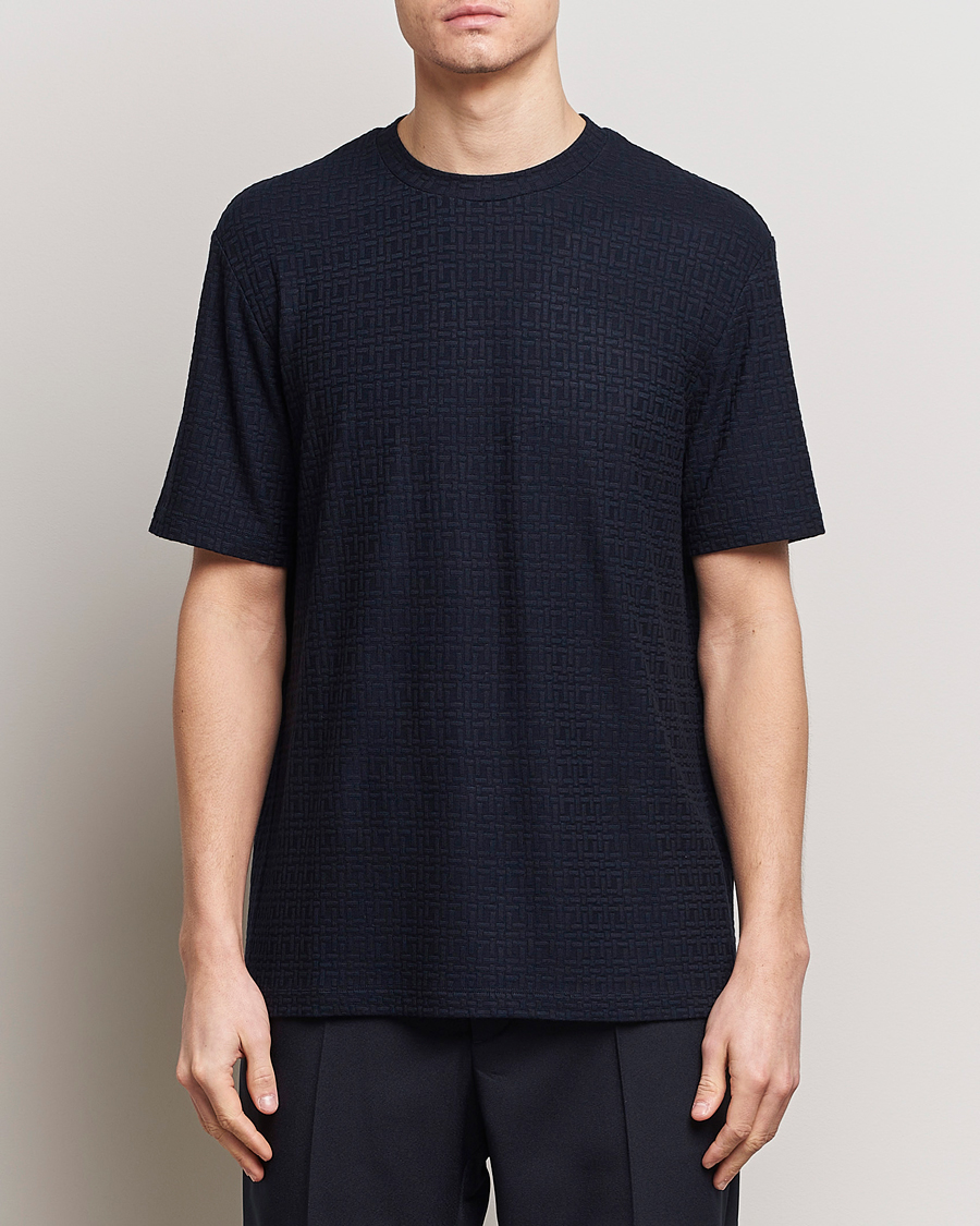 Herre | Luxury Brands | Giorgio Armani | Short Sleeve Cashmere Stretch T-Shirt Navy