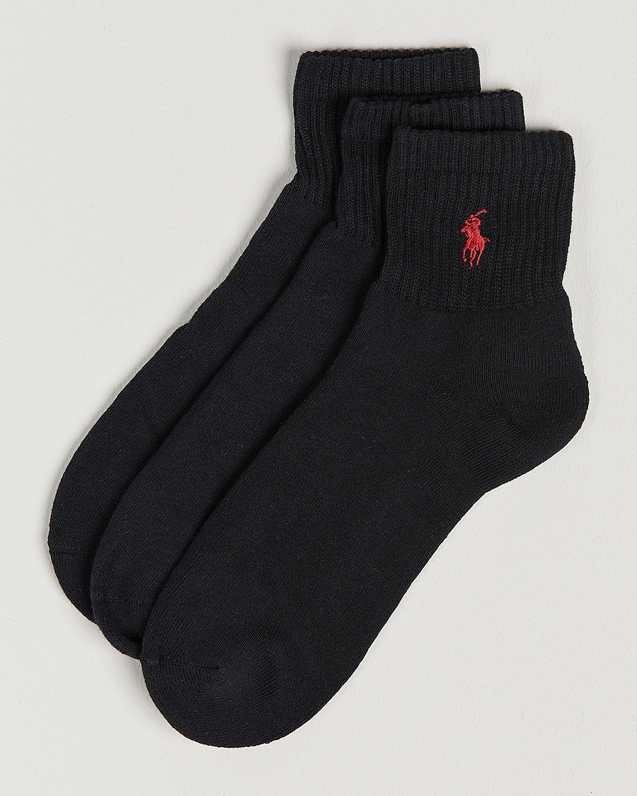 Polo Ralph Lauren 3-Pack Sport Quarter Socks Black – Black