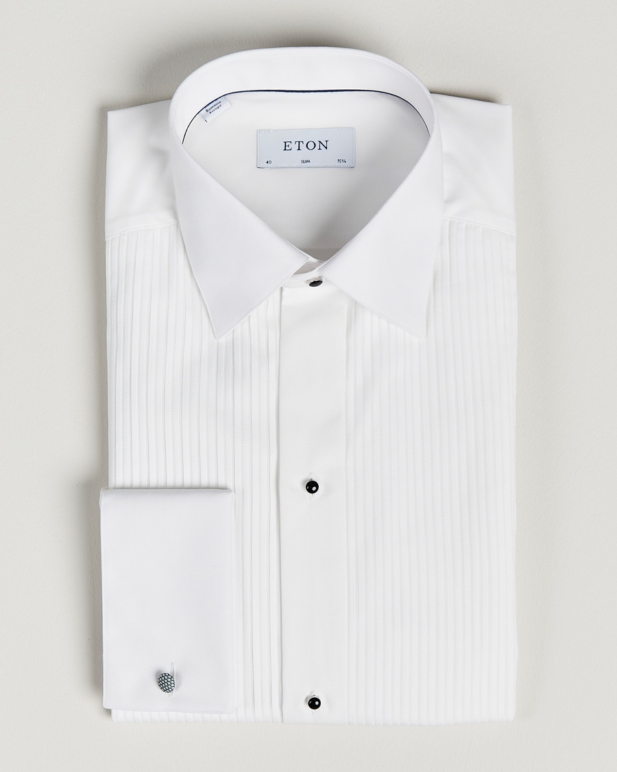 Eton Slim Fit Tuxedo Shirt Black Ribbon White – White