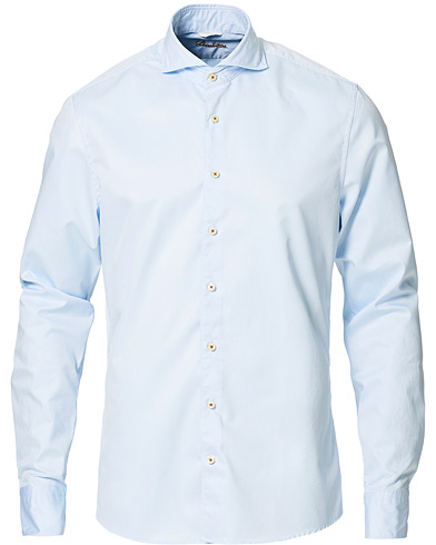  |  Slimline Washed Cotton Plain Shirt Light Blue