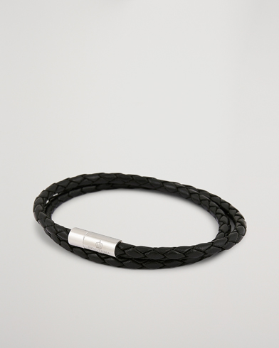 Men | Bracelets | Skultuna | Two Row Leather Bracelet Black Steel