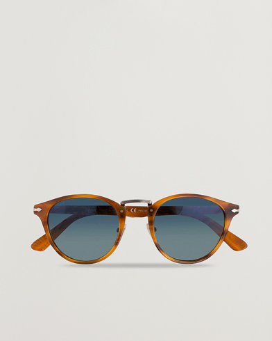 Men | Round Frame Sunglasses | Persol | 0PO3108S Polarized Sunglasses Striped Brown/Gradient Blue