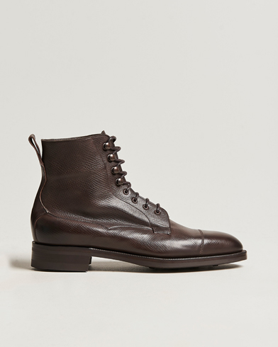 Men | Handmade Shoes | Edward Green | Galway Grained Boot Dark Brown Utah Calf