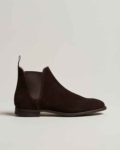 Men | Shoes | Crockett & Jones | Chelsea 8 Boot Dark Brown Suede