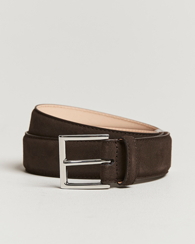 Men | Leather Belts | Crockett & Jones | Belt 3,2 cm Dark Brown Suede