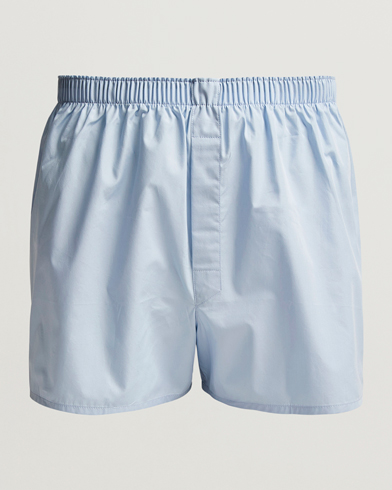 Men |  | Sunspel | Classic Woven Cotton Boxer Shorts Plain Blue