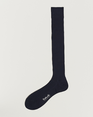 Men | Knee Socks | Pantherella | Vale Cotton Long Socks Navy