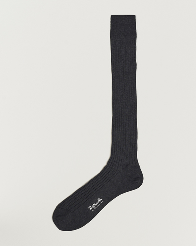 Men | Knee Socks | Pantherella | Vale Cotton Long Socks Dark Grey