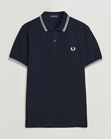Men | Polo Shirts | Fred Perry | Twin Tip Polo Navy/White