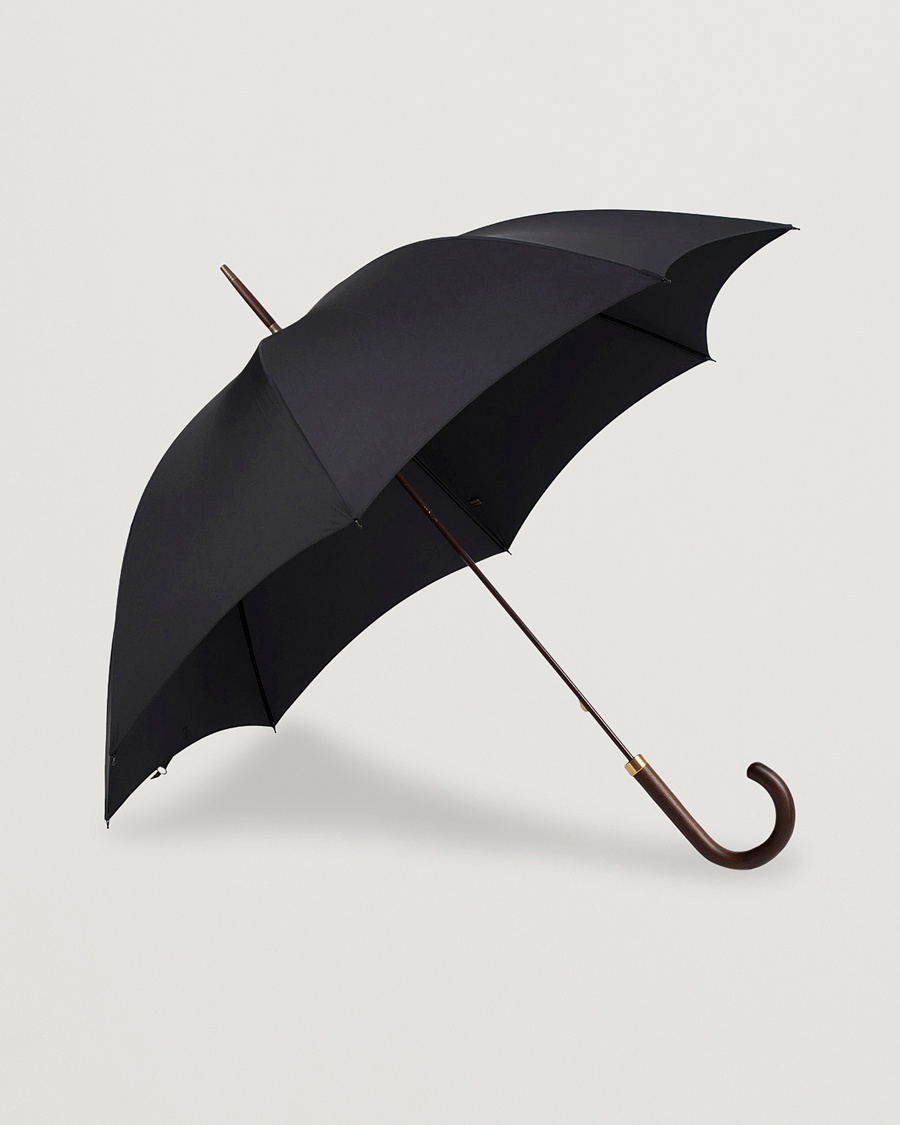 Fox Umbrellas Polished Hardwood Umbrella Black – Black