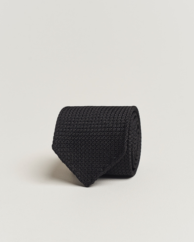 Men |  | Drake's | Silk Grenadine Handrolled 8 cm Tie Black