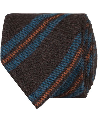  Block Stripe Wool 8 cm Tie Brown/Petrol