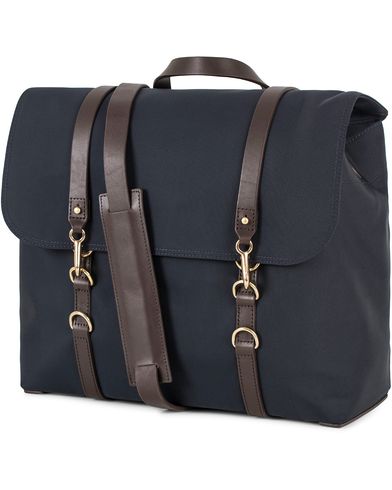  M/S Satchel Nylon Messenger Bag Navy/Dark Brown