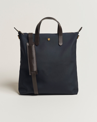 Tote Bags |  M/S Nylon Shopper Bag  Navy/Dark Brown