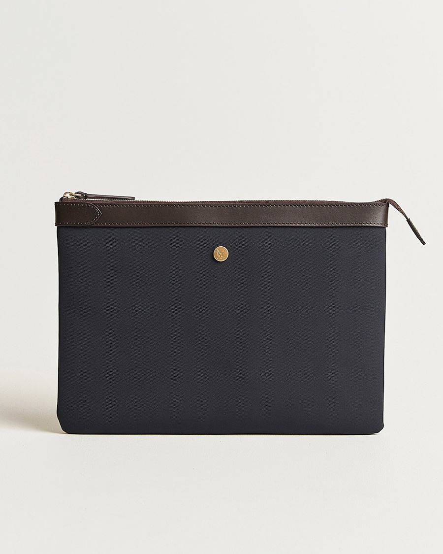 Mismo M/S Nylon Pouch Large Navy/Dark Brown – Blue