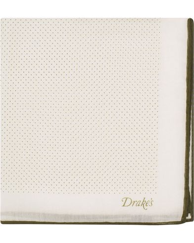  Cotton/Silk Minidot Printed Pocket Square White