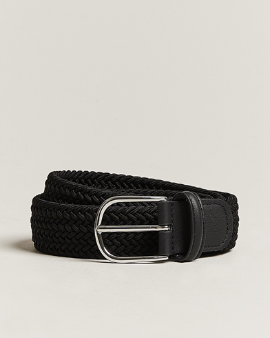 Men | Anderson's | Anderson's | Stretch Woven 3,5 cm Belt Black