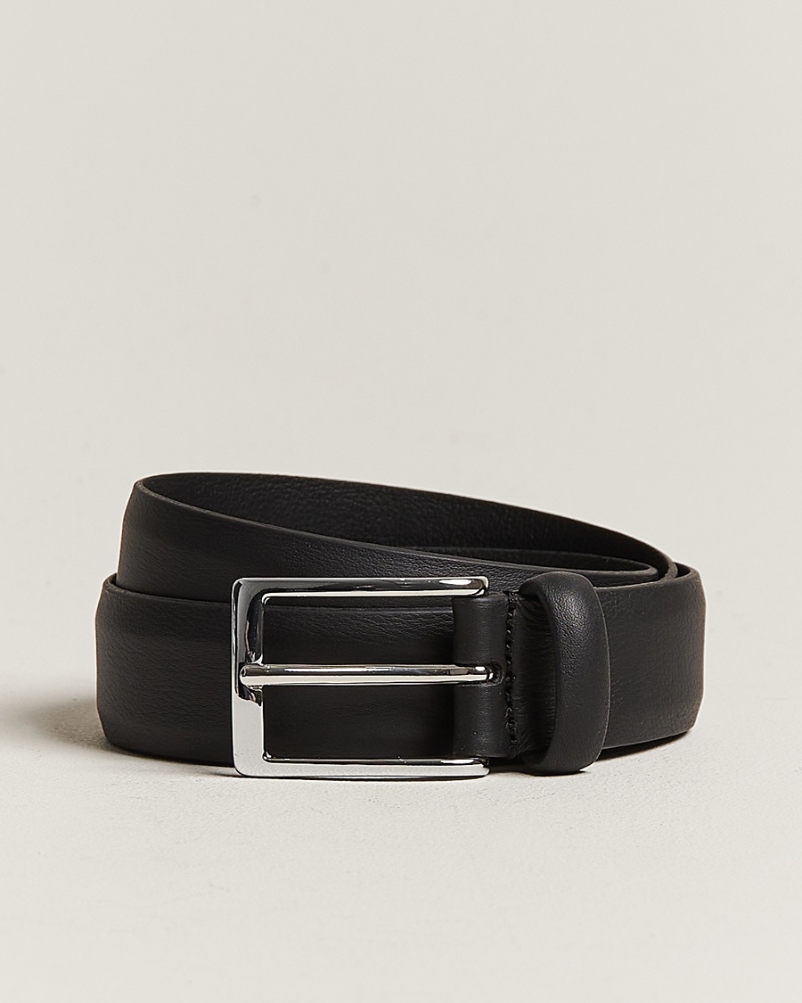Anderson's Double Nappa Calf 3 cm Belt Black – Black