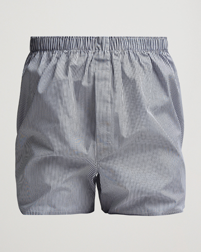 Men | Sunspel | Sunspel | Classic Woven Cotton Boxer Shorts White/Light Blue