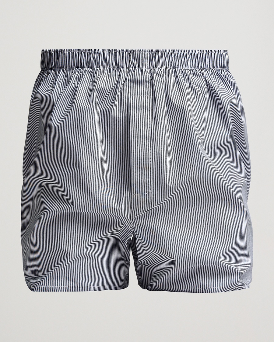 Sunspel Classic Woven Cotton Boxer Shorts White/Light Blue – Blue
