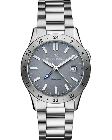 Men | Watches | Sjöö Sandström | Royal Steel Worldtimer 36mm Grey with Steel