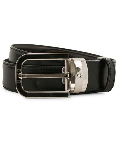 Men | Leather Belts | Montblanc | Reversible Horseshoe Buckle 30mm Belt Black