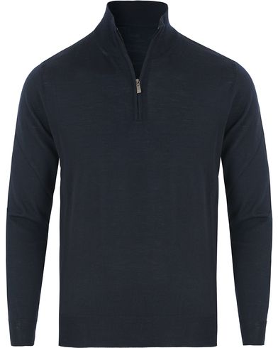  Merino Wool Half Zip Sweater Navy