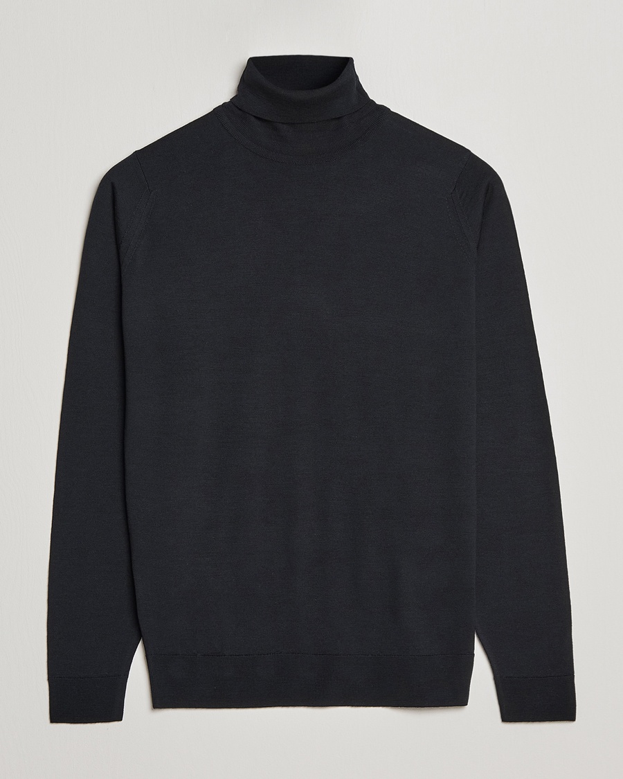 John Smedley Cherwell Extra Fine Merino Rollneck Black – Black
