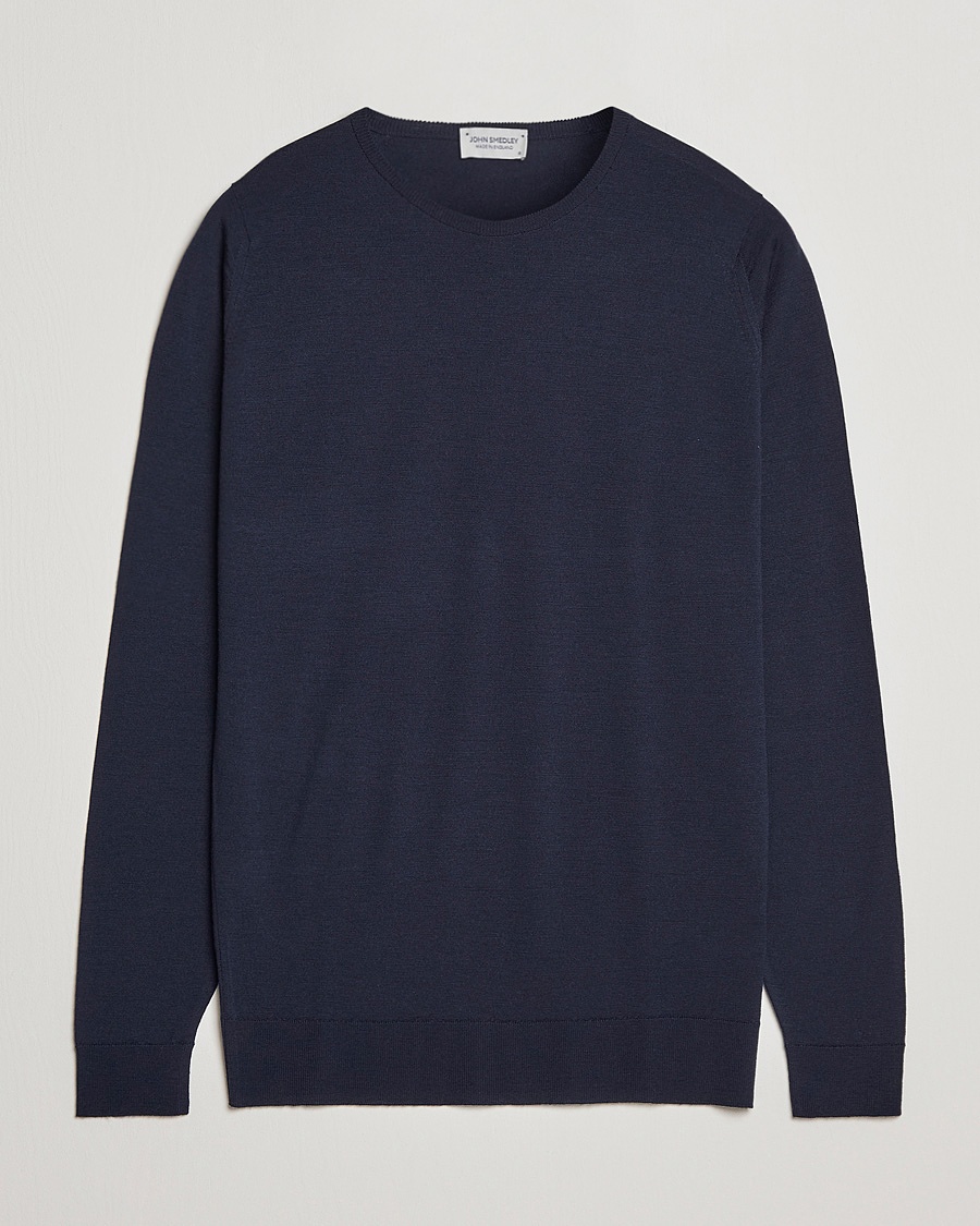 John Smedley Lundy Extra Fine Merino Crew Neck Midnight – Blue