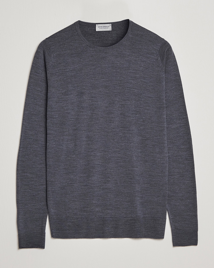 John Smedley Lundy Extra Fine Merino Crew Neck Charcoal – Grey