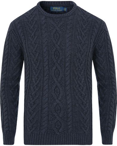  Knitted Cable Slub Crew Neck Navy