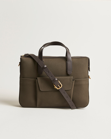 Men | Bags | Mismo | M/S Canvas Briefcase Army/Dark Brown 
