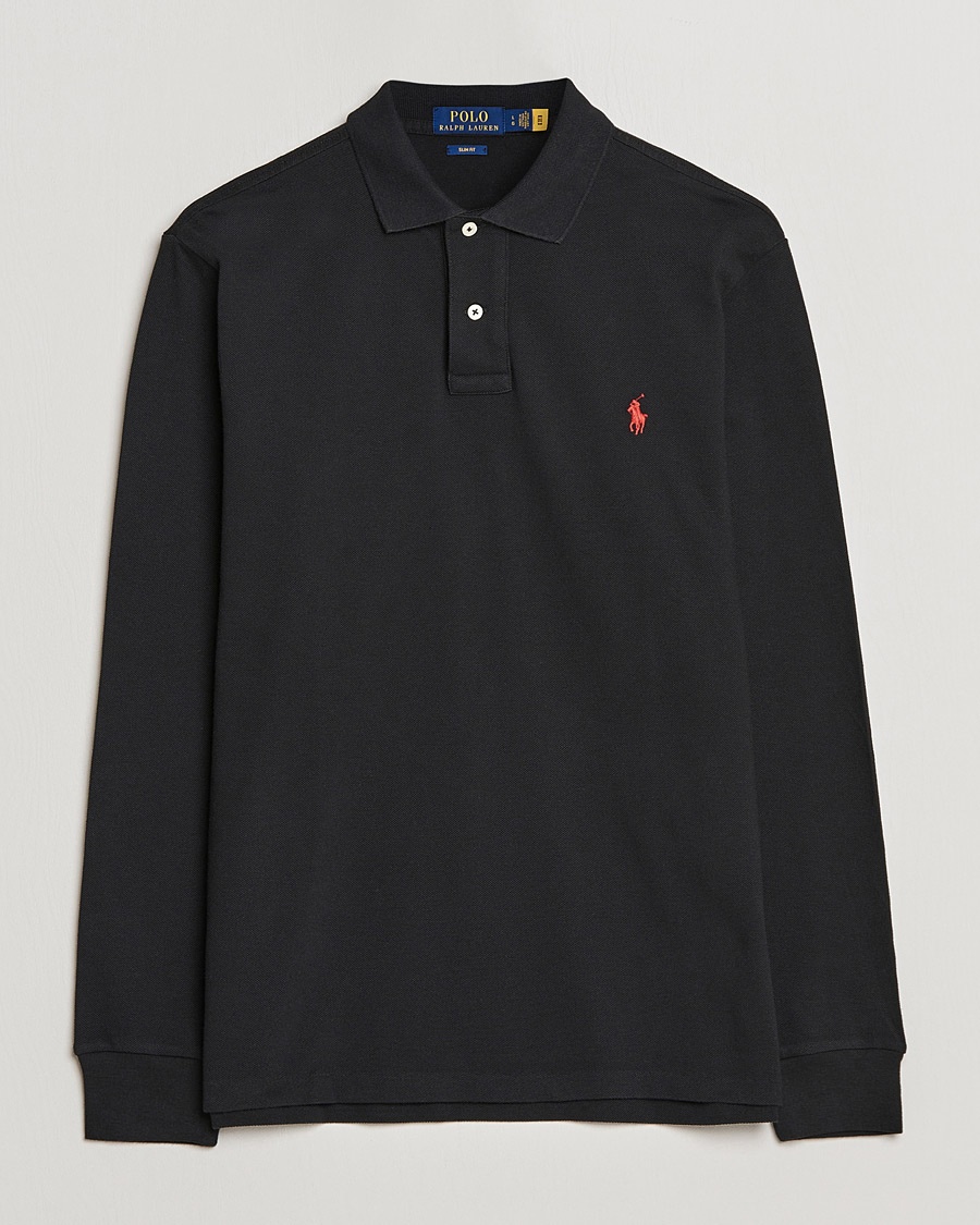 Polo Ralph Lauren Slim Fit Long Sleeve Polo Polo Black – Black