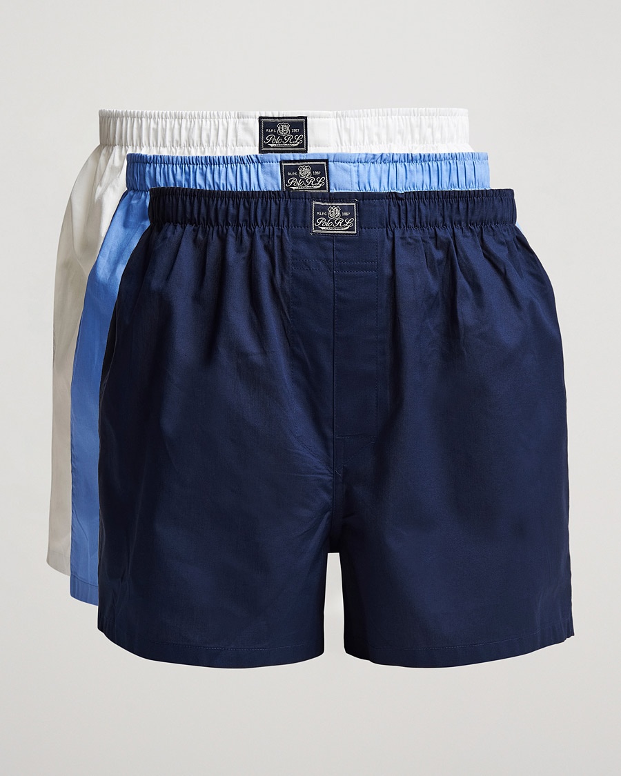 Polo Ralph Lauren 3-Pack Woven Boxer White/Blue/Navy – Blue