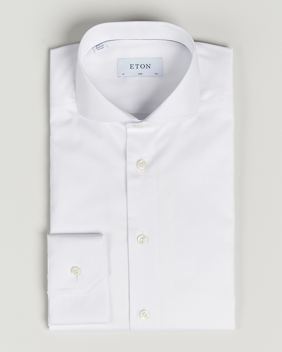 Eton Slim Fit Twill Cut Away Shirt White – White