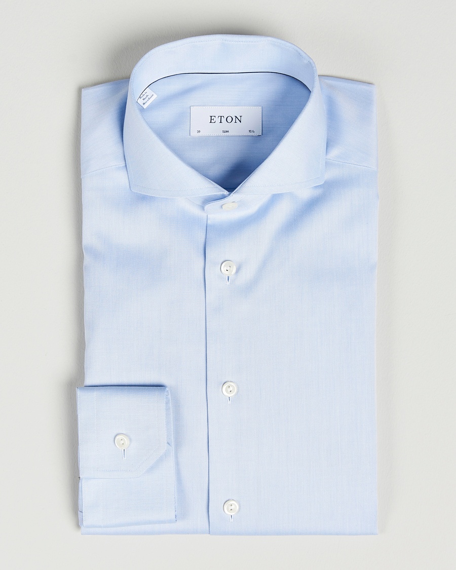 Eton Slim Fit Twill Cut Away Shirt Light Blue – Blue