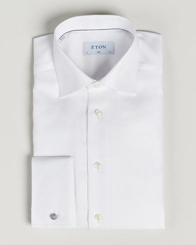 Men |  | Eton | Slim Fit Twill Double Cuff Shirt White