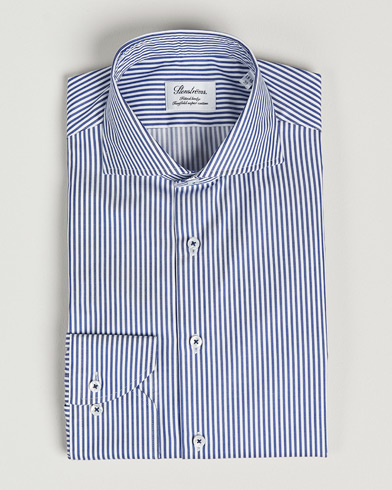 Men |  | Stenströms | Fitted Body Stripe Shirt White/Blue