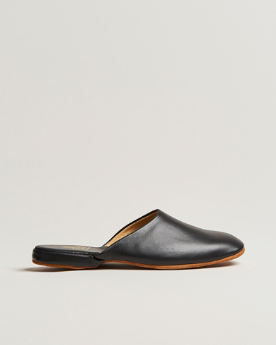 Men | Shoes | Crockett & Jones | Mule Calf Home Slipper Black