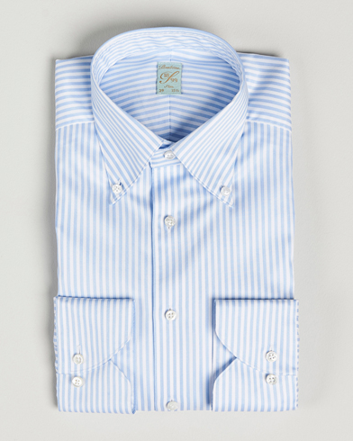 Men | Business & Beyond | Stenströms | 1899 Slimline Button Down Stripe Shirt White/Blue