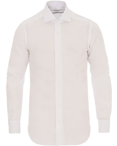  Napoli Slim Fit Linen Shirt White