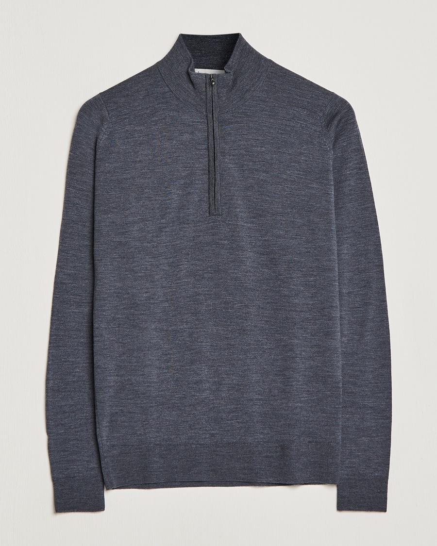 John Smedley Barrow Extra Fine Merino Half Zip Charcoal – Grey