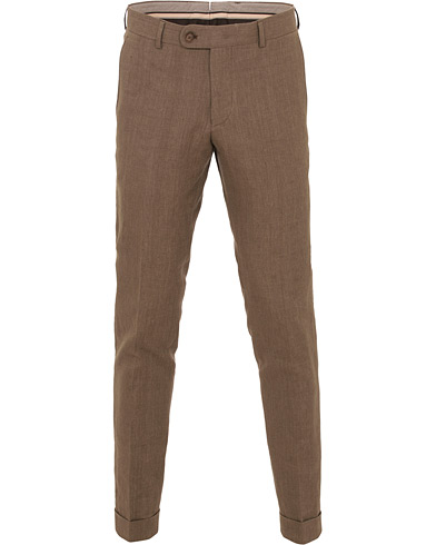  Fred Oxford Linen/Cotton Turn Up Trousers Brown