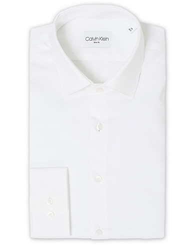 Business Shirts |  Bari Slim Fit Stretch Poplin Shirt White