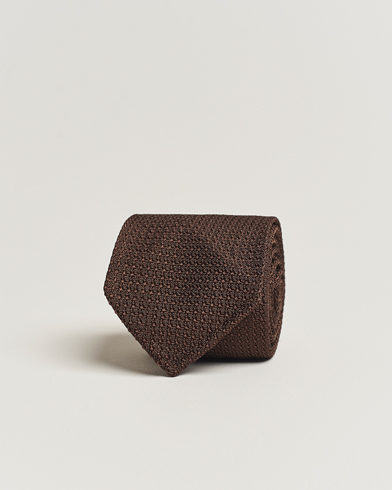 Men |  | Drake's | Silk Grenadine Handrolled 8 cm Tie Brown
