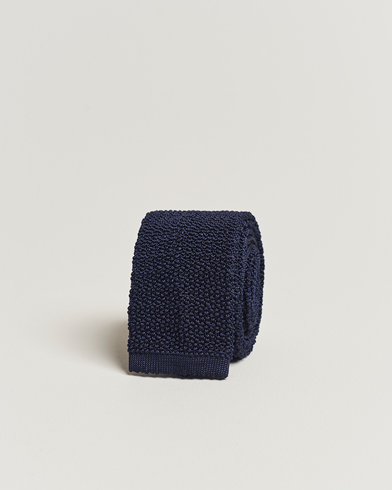 Men |  | Drake's | Knitted Silk 6.5 cm Tie Navy