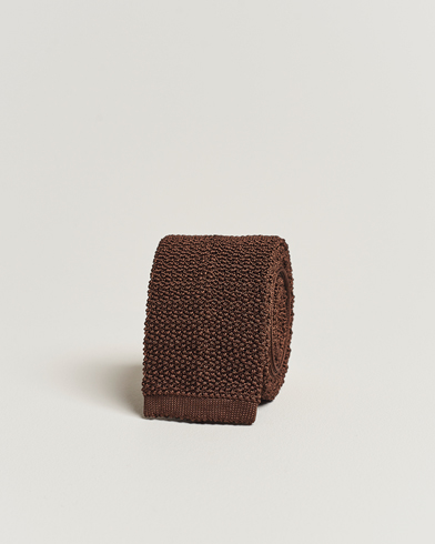 Men |  | Drake's | Knitted Silk 6.5 cm Tie Brown