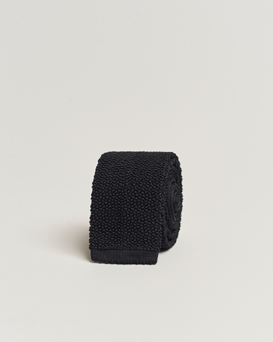 Men |  | Drake's | Knitted Silk 6.5 cm Tie Black