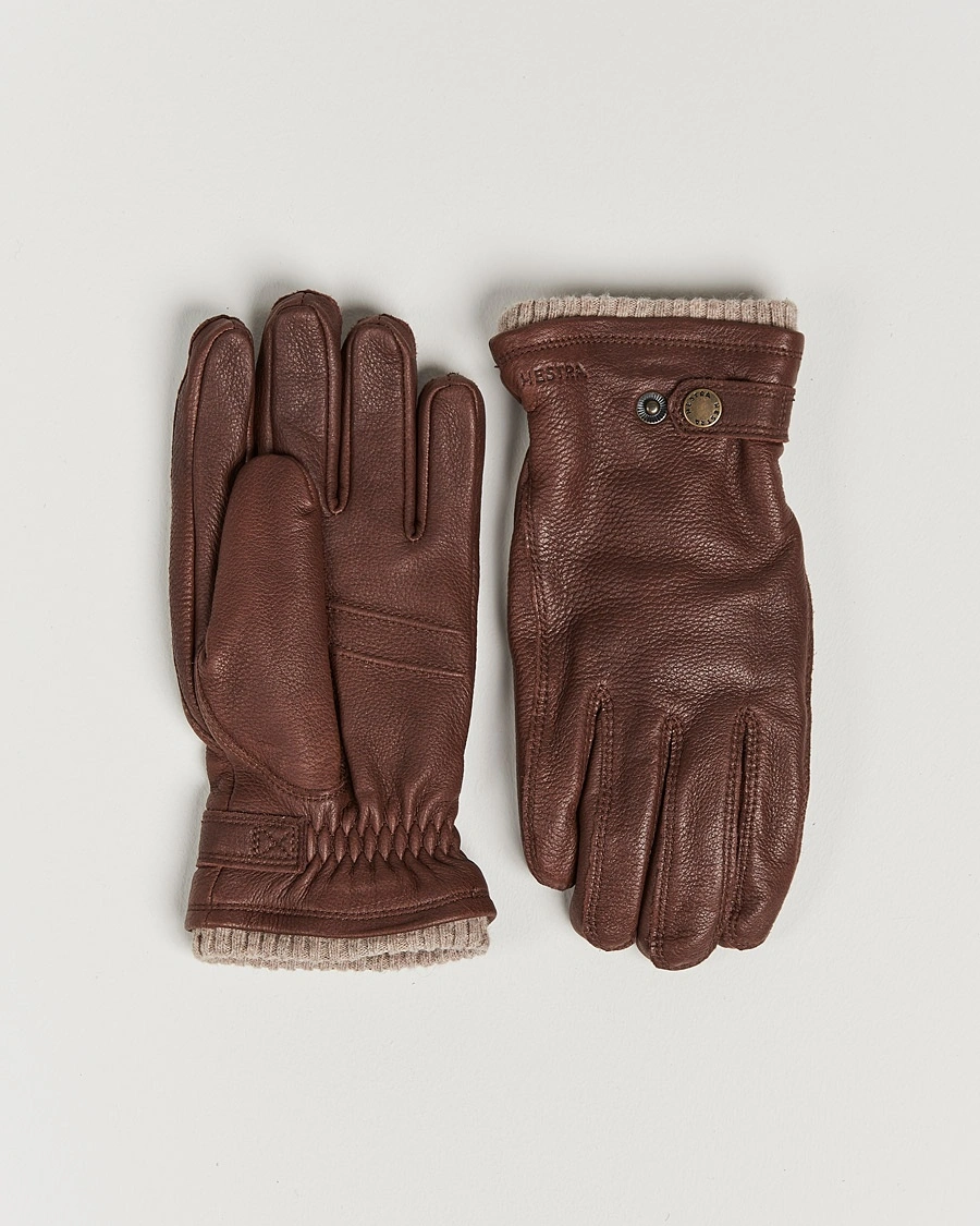 Hestra Utsjö Fleece Lined Buckle Elkskin Glove Chestnut – Brown